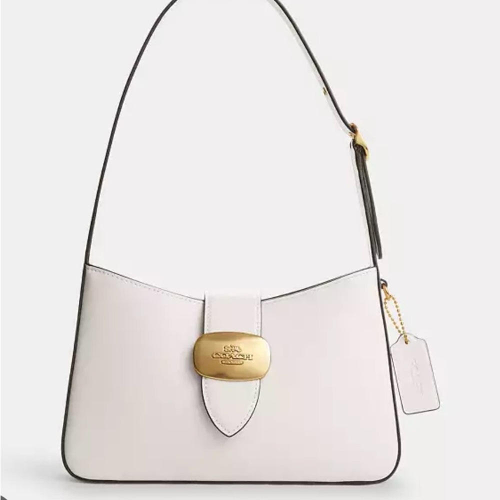 Coach Eliza White Shoulder Bag with Gold Hardware and Adjustable Strap